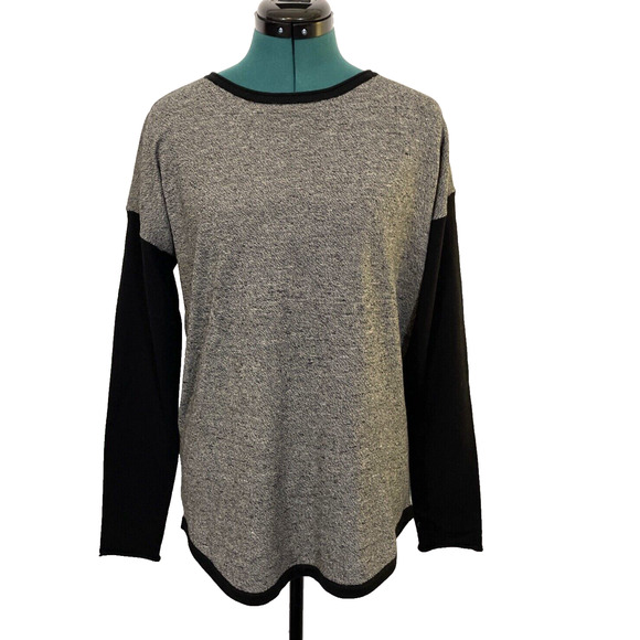 Smartwool Womens Shadow Pine Colorblock Soft Wool Sweater Black Beige Large - Picture 1 of 10